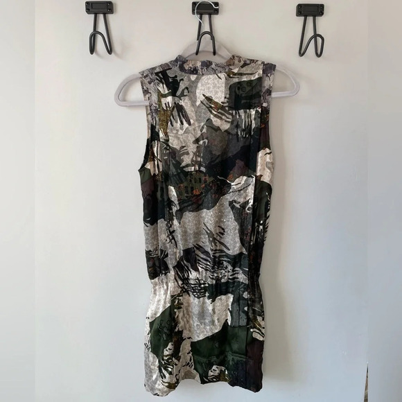 EDUN, women’s XS, black and gray printed mini dress with offset zipper front EUC - Picture 7 of 11